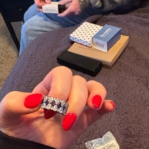 BP Silver and Blue Gemstone Ring